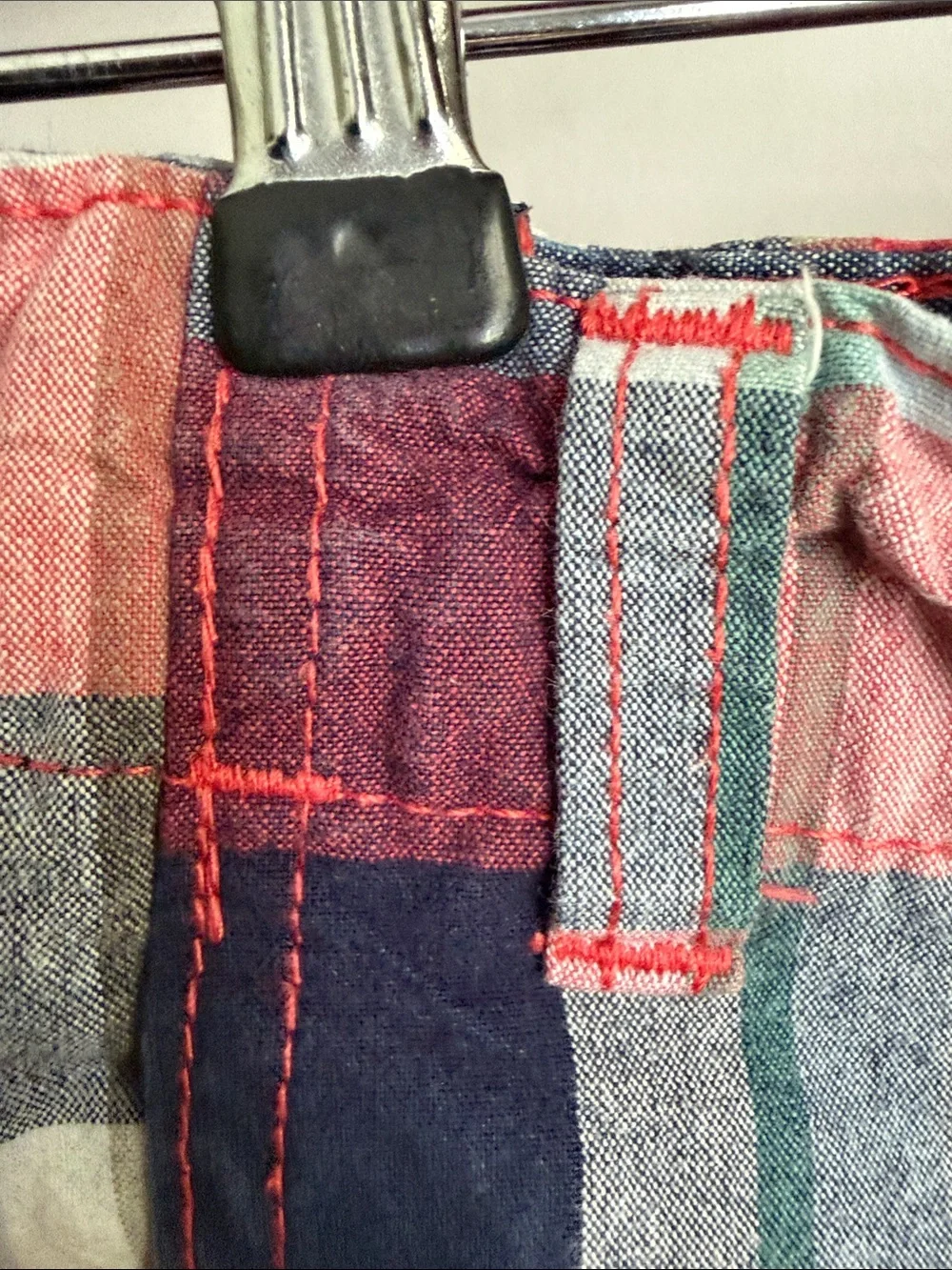 OshKosh B’gosh Plaid Shorts Boys Size 7 Red Blue Madras Cotton
